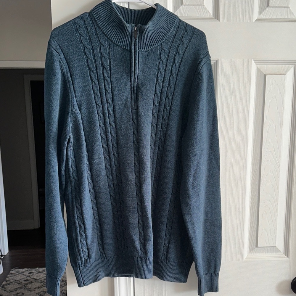 Van Heusen Men's Zip Up Sweater - Dark Blue